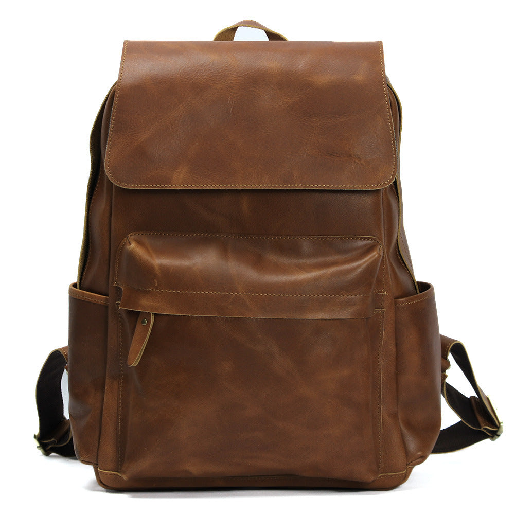 Customized Logo Genuine Leather Backpack Desiger School Bag Large Capacity Backpack SJB11