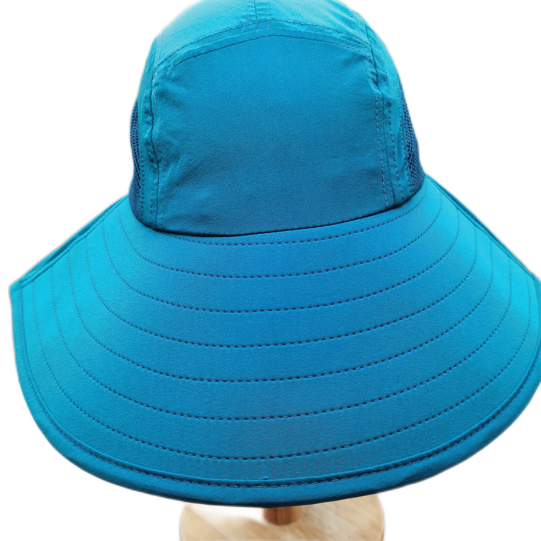 Blue nylon Floppy hats Sun protection caps with piping HACP24