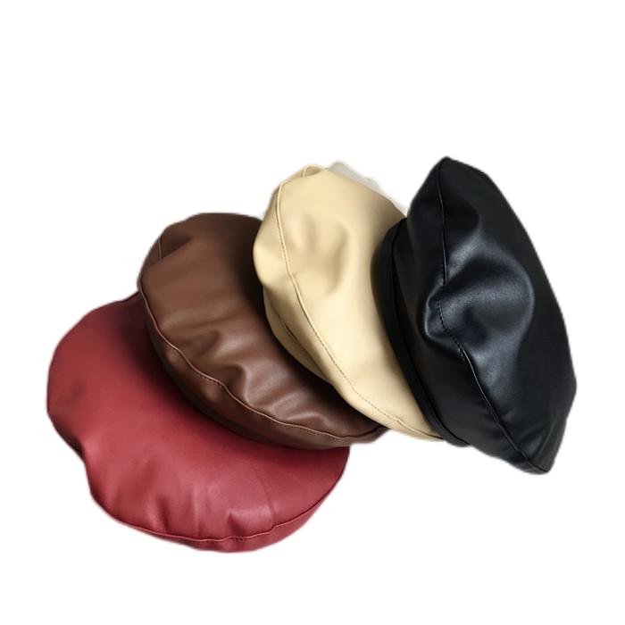 Custom Outdoor Beach Pu Leather Beret Hat For Girls New Design Beret Cap SRH04
